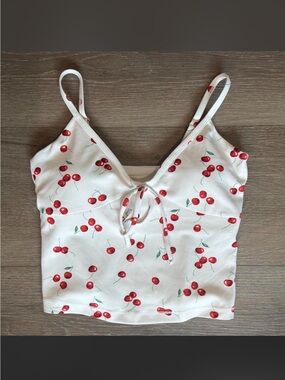 Abercrombie YPB White Cherry Print Cami Top NWOT